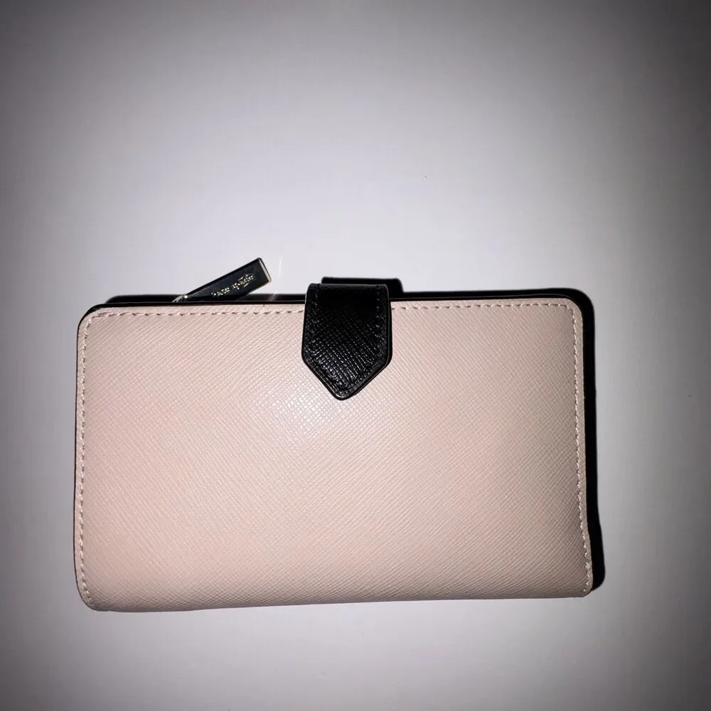Kate Spade Madison Colorblock Med Bifold Wallet Toasted Hazelnut Black - Picture 2 of 5